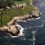 An aerial view of Doris Duke’s Newport estate, Rough Point. The grounds were designed by Frederick Law Olmsted.